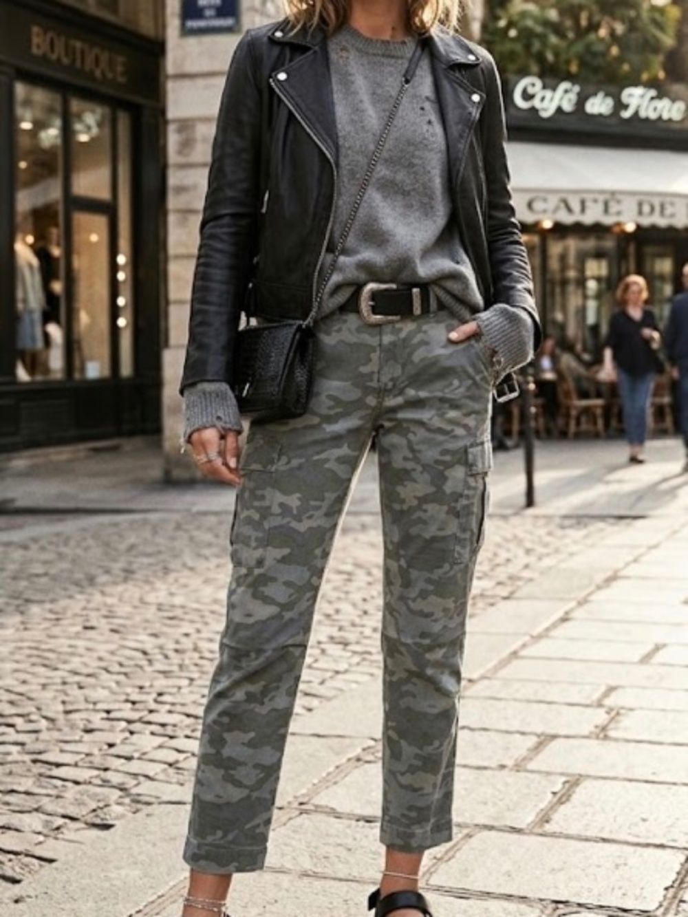 Hudson Jane Slim Cargo Pants Surplus Camo Utility Stretch Twill Size 26